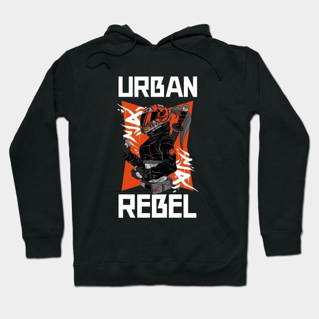 Urban Rebel Anime Biker Girl Katana Hoodie by BlueTodyArt